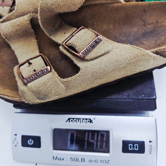 Birkenstock Arizona Soft Footbed Slide Suede Leather Sandal Taupe Women's 9 - Picture 9 of 9